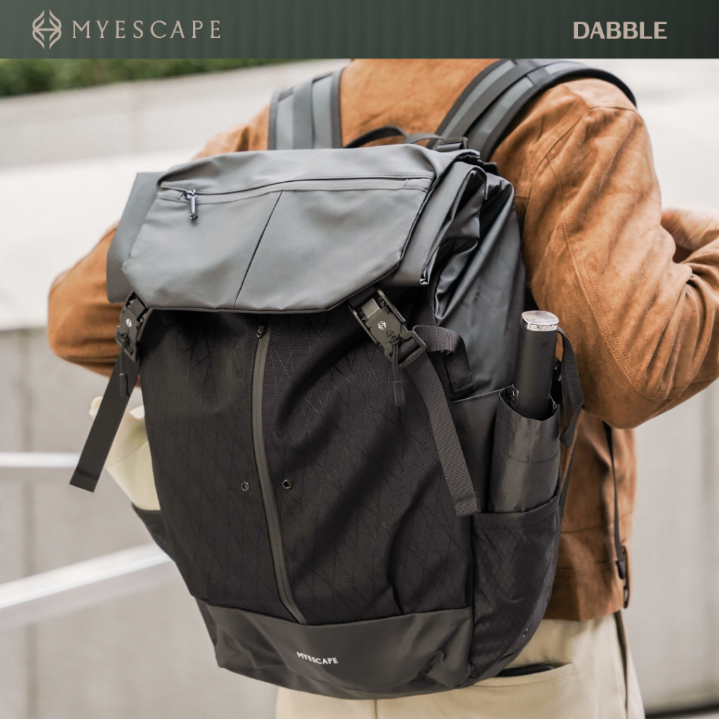 MYESCAPE DABBLE กระเป๋าเป้เดินทาง กระเป๋าเป้สะพายหลัง ขยายความจุ 35% พร้อมช่องใส่โน๊ตบุ๊ค 17 นิ้ว และ แท็บเล็ต 11 นิ้ว