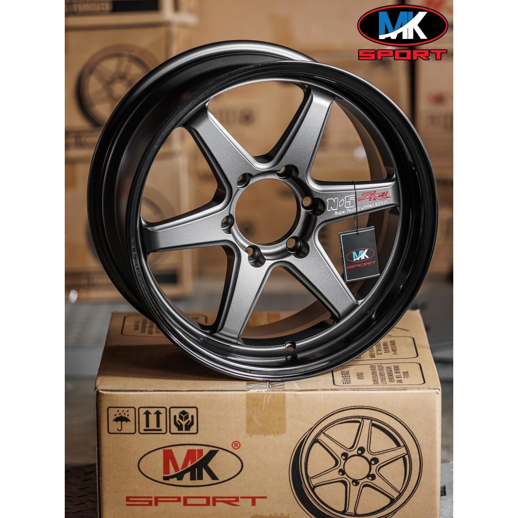 ล้อMK รุ่น N5 SRR ขอบ18 กว้าง8.5 ออฟ+25 สี ขอบดำก้านเทา 6รูราคาต่อวง แถมจุ้บเหล็ก