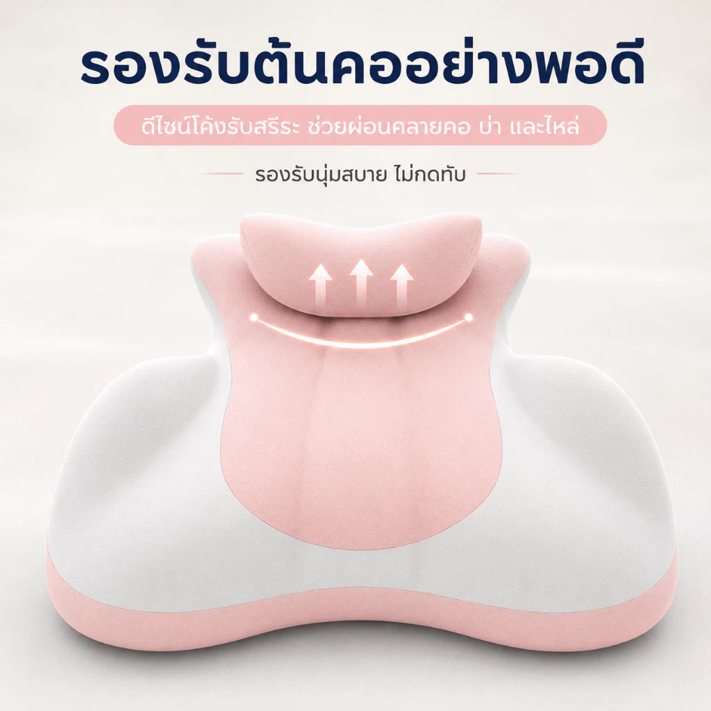 หมอนรองอเนกประสงค์ เมมโมรี่โฟม ปรับองศาได้ นุ่มสบาย ช่วยรองรับคอและหลัง ถอดซักได้