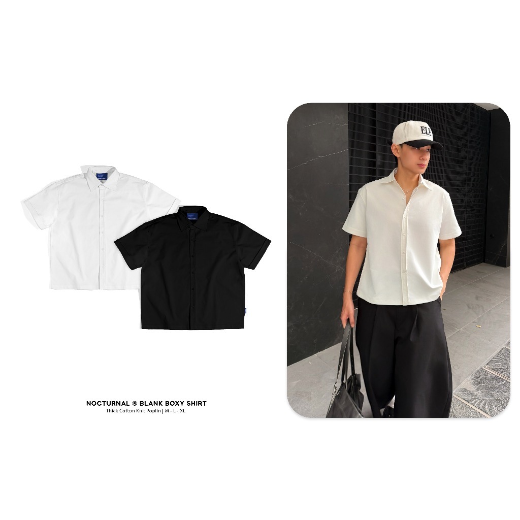 NOCTURNAL Blank Boxy Shirt สำหรับผู้ชายและผู้หญิง สไตล์ Vietnam Unisex Local Brand