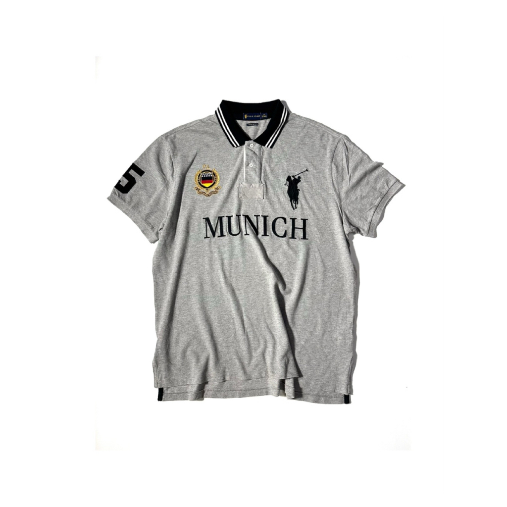 [POLO SPORT] 💯  Munich Embroidered Polo - Grey