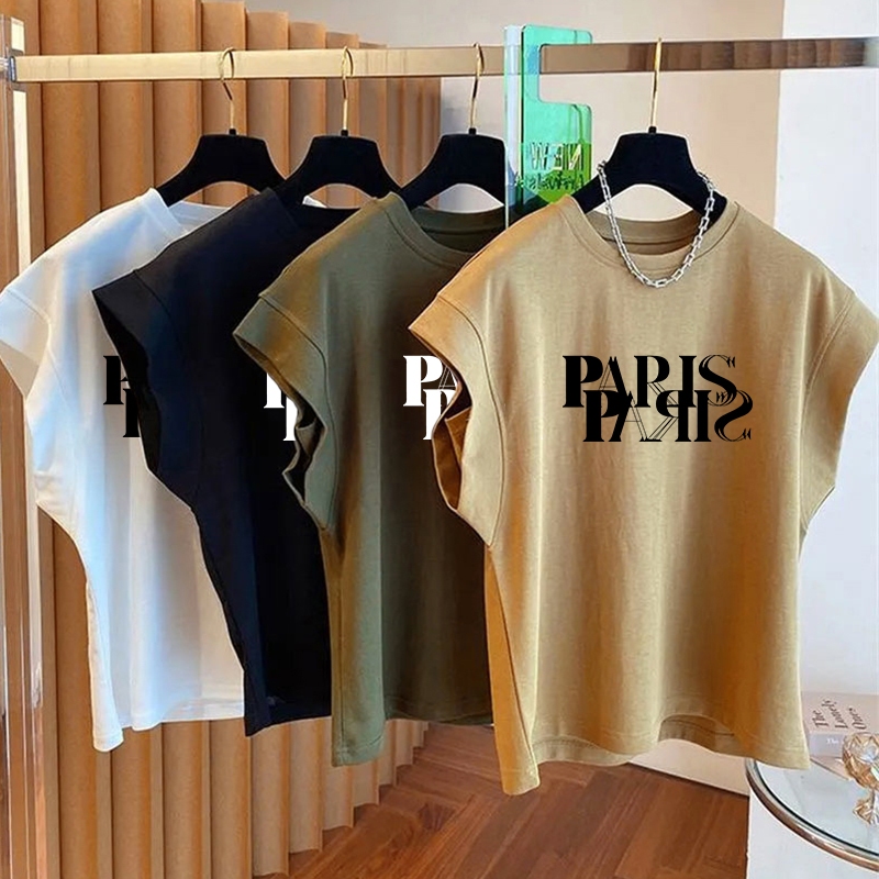 เสื้อแขนกุดลําลองทรงหลวมสไตล์เกาหลี สกรีนพิมพ์ลาย oversize เสื้อผ้าสาวอวบแฟชั่นฤดูร้อนใหม่ เสื้อยืดสวยๆผู้หญิงกําลังฮิต