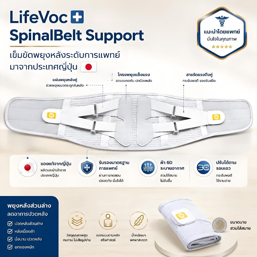 เข็มขัดพยุงหลัง LifeVoc สำหรับนั่งนาน-ยืนนาน ปรับตามรอบเอว ใส่สบาย