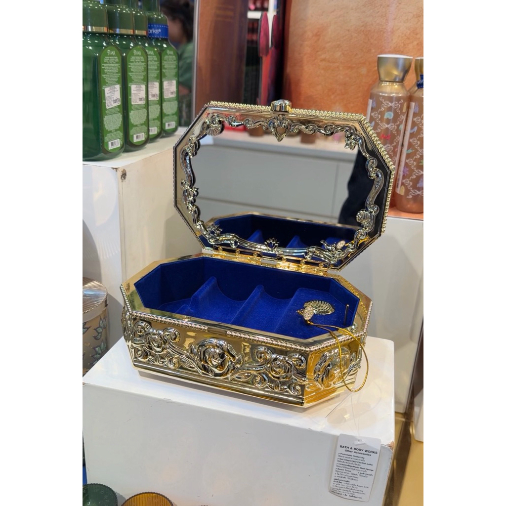 Disney Princess Music Box Bath and body works กล่องดนตรีเจ้าหญิง กล่องใส่เครื่องประดับ หรูสีทอง มีเพลงกระจกในตัว