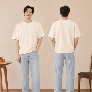 เสื้อยืดโอเวอร์ไซส์ คอฟิต BOXY OVERSIZED Crop Unisex คอกลม แขนสั้น Cotton 100% ทรงหลวม สไตล์เกาหลี