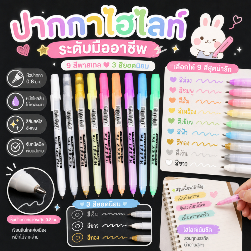 ปากกาหมึกเจลหัวใหญ่ หัวปากกาใหญ่ 0.8 มม. เขียนบนกระดาษสีดำได้ มีสีให้เลือก 8 สี (Gelly Roll Gel Pen) ปากกาหมึกสีขาว ราคา ถูกที่สุด ดีลบีเคเค รูปภาพหลัก