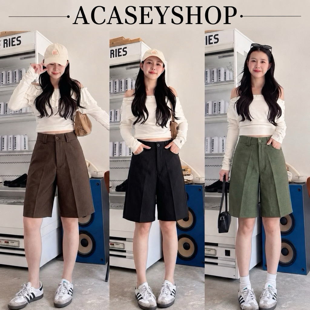 Acasey กางเกงขาสั้นผู้หญิง ขา3ส่วน ทรงเกาหลีรับหน้าร้อน☀️🌻🌴 รุ่น Bermu