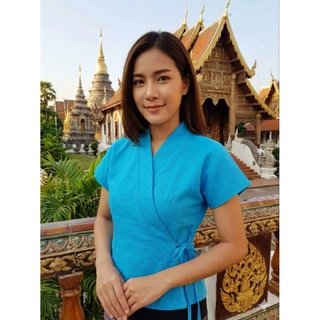 เสื้อพื้นเมืองหญิงเสื้อผ้าฝ้ายป้ายข้าง36"-44"