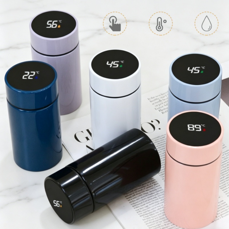 แก้วน้ำแสดงอุณหภูมิ สแตนเลสเก็บความร้อน ดีไซน์สุดหรู ของขวัญธุรกิจ 200ml