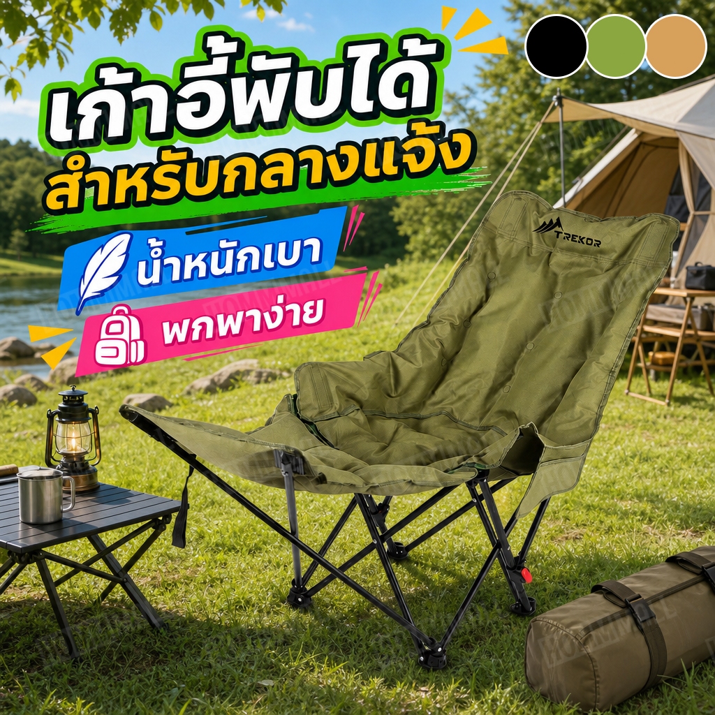 COD เก้าอี้แคมป์ปิ้ง เก้าอี้งีบหลับ เก้าอี้สนามพับได้ พร้อมที่วางขา แบบพกพา เก้าอี้พับ เก้าอี้โซฟา