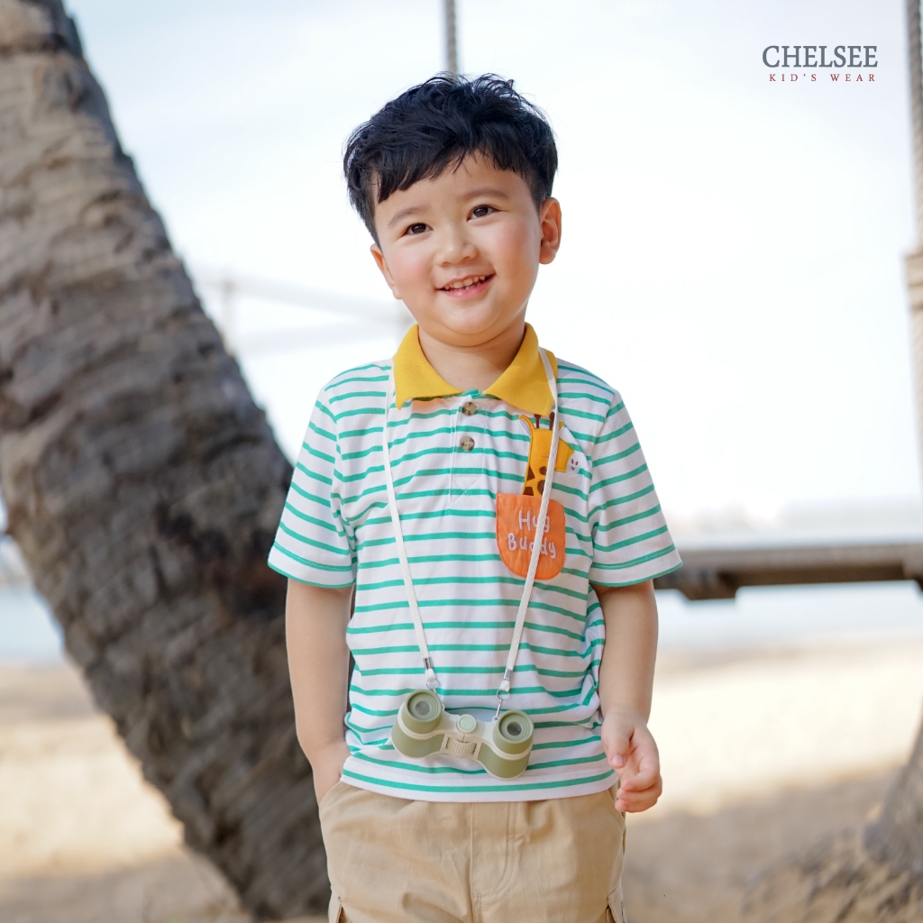 Chelsee เสื้อโปโล แขนสั้น ลายทาง ยีราฟ อายุ 1.5-10 ปี ผ้า 100%Cotton เด็กผู้ชาย เสื้อผ้าเด็กโต รุ่น 128276 ราคา ถูกที่สุด ดีลบีเคเค แกลเลอรีภาพที่ 3