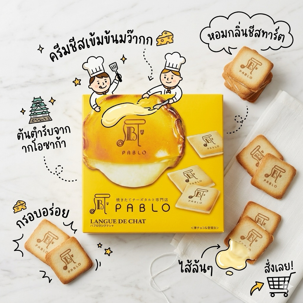 พร้อมส่งในไทย PABLO Langue de Chat คุกกี้บางกรอบสไตล์ฝรั่งเศส