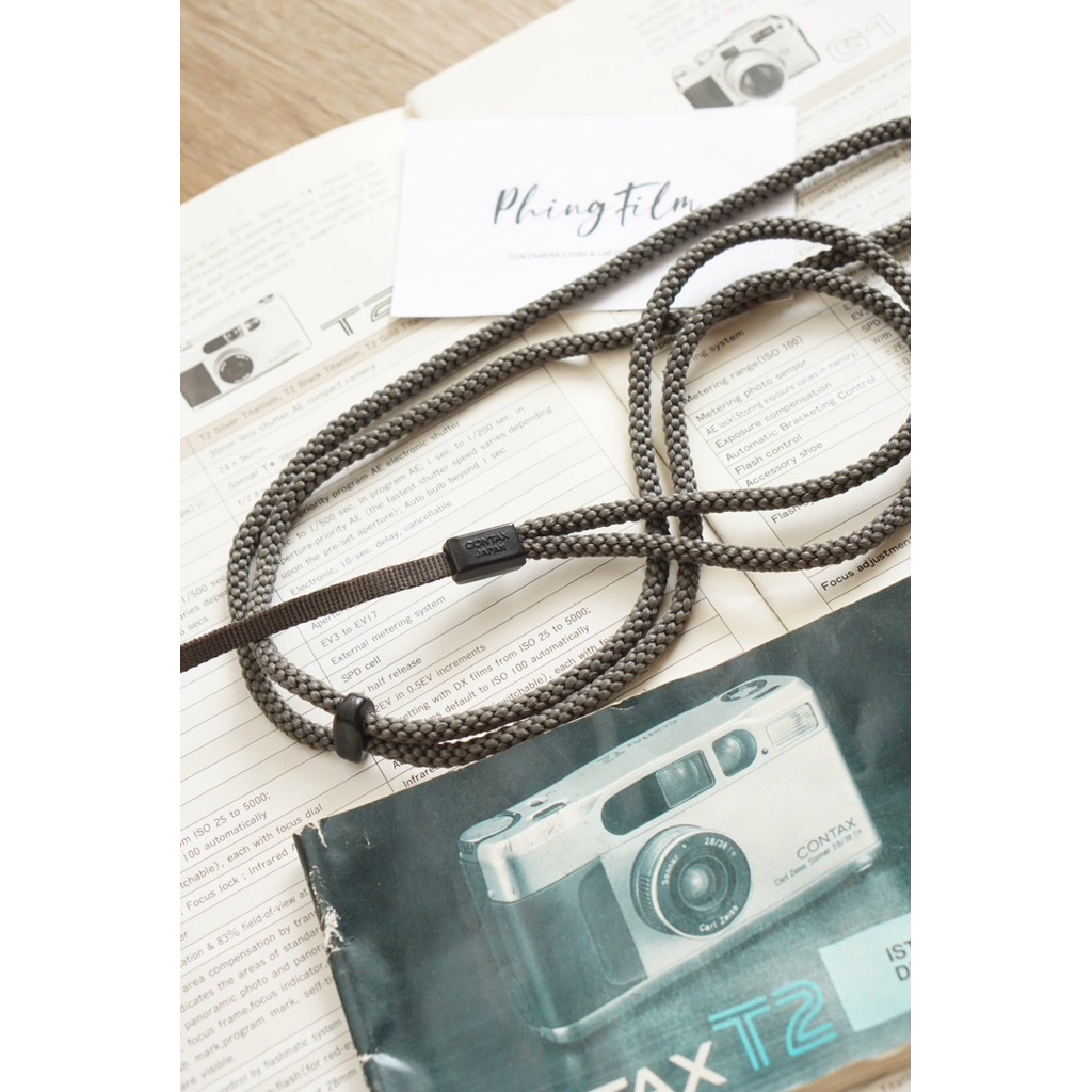 สายคล้องRare items ,Contax Genuine Grey Camera Neck Strap For T / T2 / TVS / TVS I / T3
