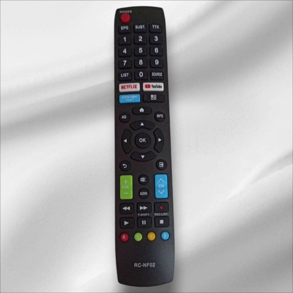 Remote TV รุ่น RC-NF02 สินค้าใช้งานง่ายแค่ใส่ถ่านใช้งานได้เลยฟังก์ชั่นครบปุ่มกดไม่ต้องจูนก่อนใช้งานต้องตรงรูปถึงใช้ได้