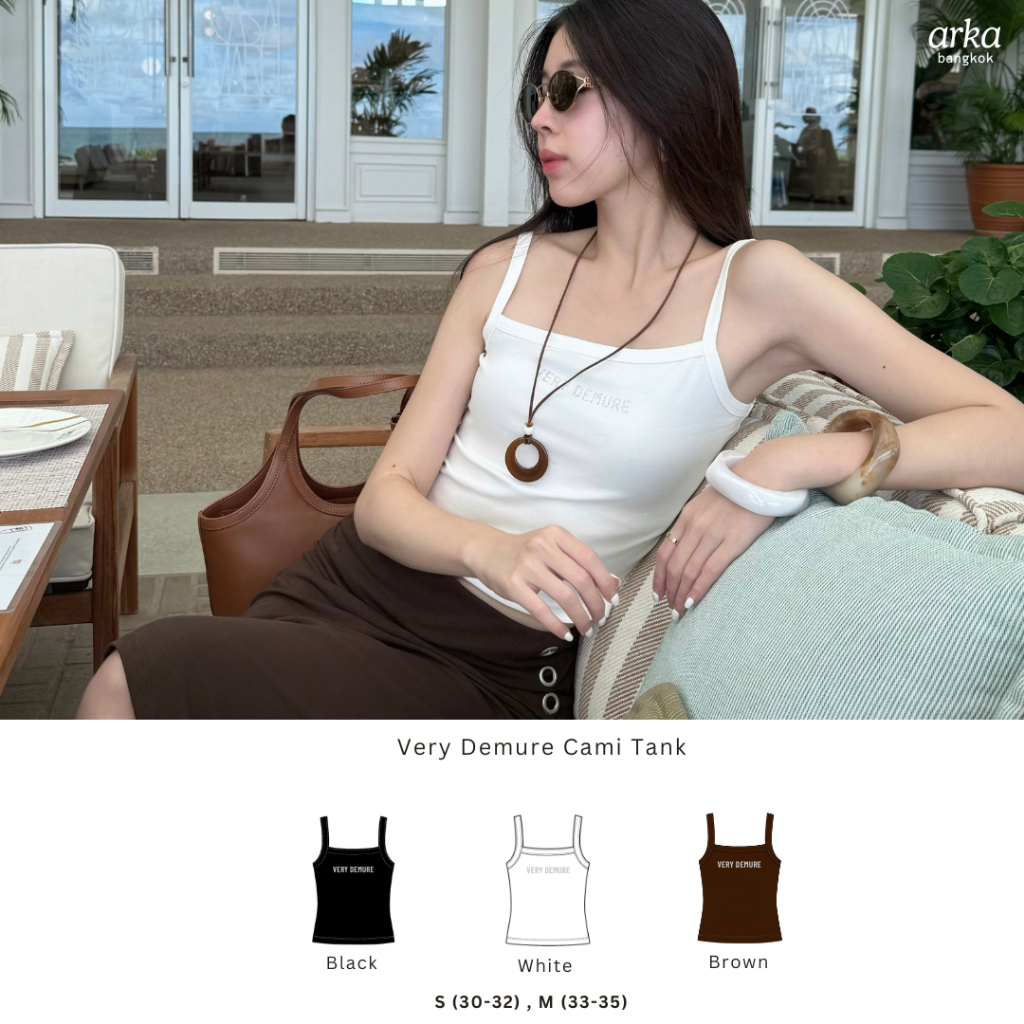 arka atelier - very demure cami tank เสื้อสายเดี่ยวปักเพชรพรีเมียม ทรงกระชับสวย ผ้ายืดนุ่ม เย็นสบาย