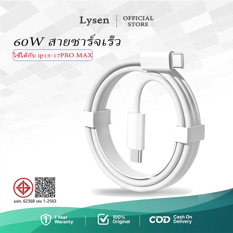 ชุดชาร์จ PD 60W สายชาร์จ Type C to type c หัวชาร์จเร็ว Fast Charger สำหรับ i15 16 17 PRO MAX Android