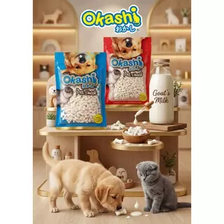 OKASHI โอคาชิ (นมแพะอัดเม็ด ถุงซิป 500 กรัม) สําหรับสุนัข อายุ 1 ปีขึ้นไป