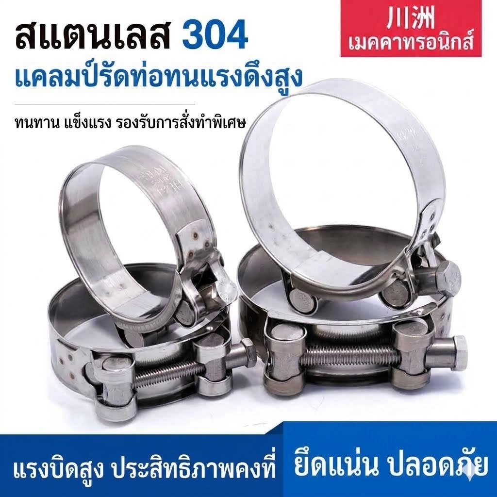เข็มขัดรัดท่อ ทนแรงดันสูง (สแตนเลส เกรด 304) สแตนเลส ขนาด 17-112 มิล รัดท่อ M – โปรปัง