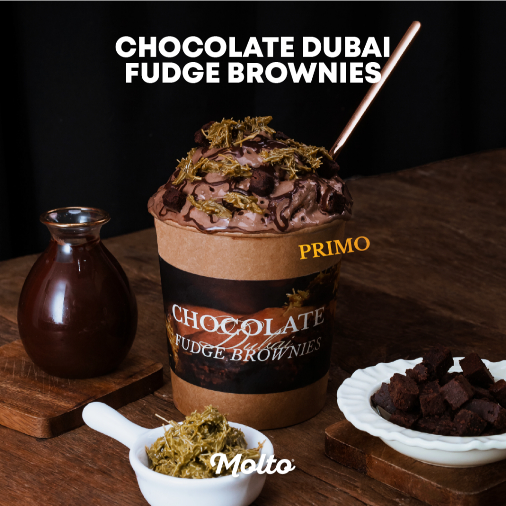 Molto ไอศกรีม รสช็อกโกแลต ดูไบ ฟัดจ์บราวนี่ 16 ออนซ์ - Molto Premium Gelato - Chocolate Dubai Fudge brownies 16 oz.