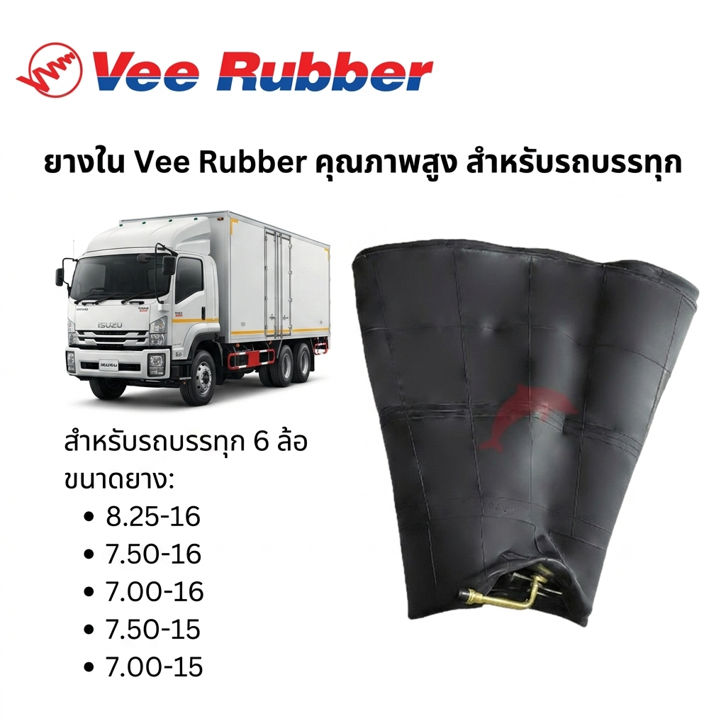 ยางใน Veerubber ขนาด 8.25-16 7.50-16 7.00-16 7.50-15 7.00-15 ทนทาน คุณภาพดี สำหรับรถบรรทุก