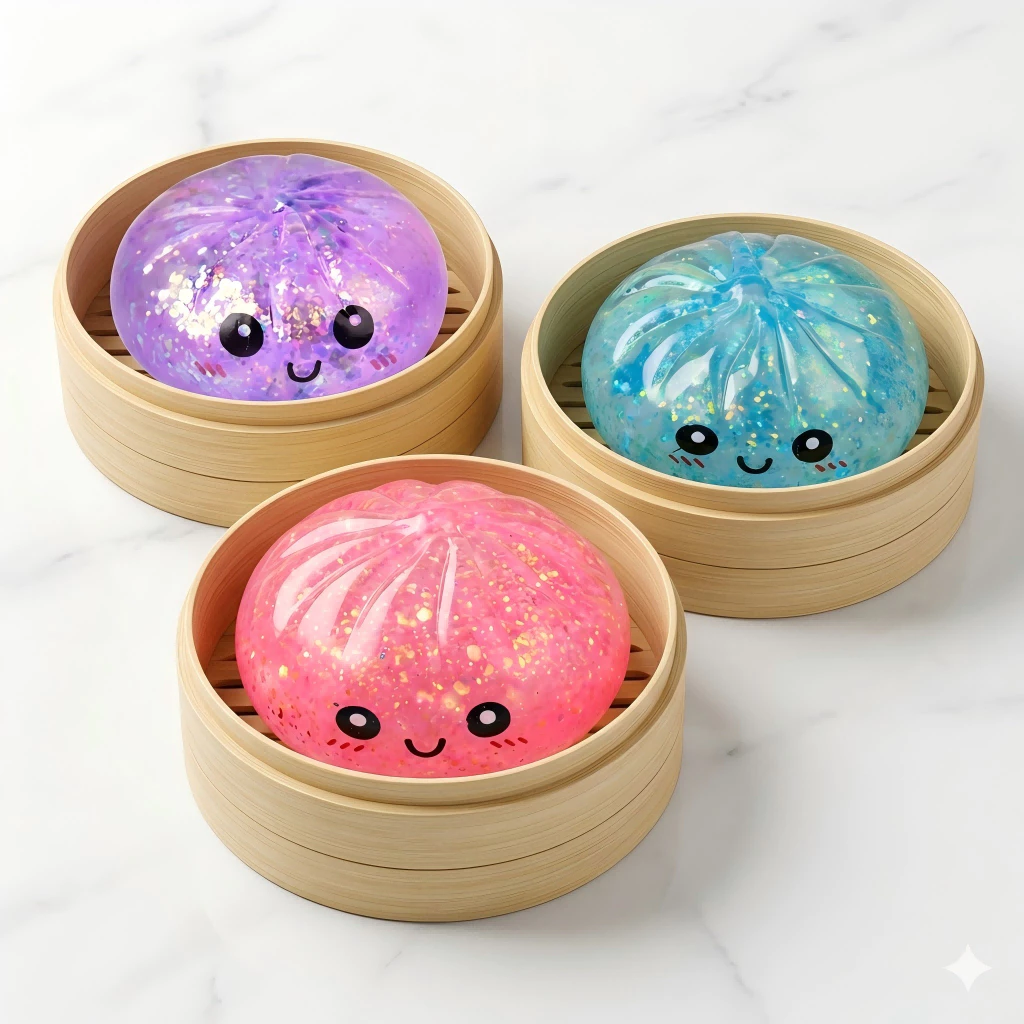 🔥สินค้าใหม่🔥HOTU ของเล่นบีบแก้เครียด ซาลาเปาซิลิโคนกากเพชร นุ่มสโลว์ ยืดหยุ่นได้ดีมาก ไม่เสียรูปทรง เนื้อสัมผัสหนืด thumbnail 4