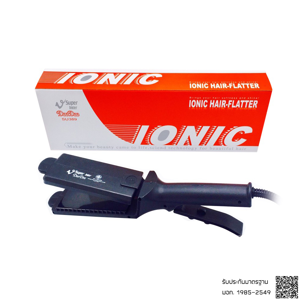 เครื่องหนีบผม เครื่องหนีบ รีดผม ซุปเปอร์วี Super V รุ่น SU389 ionic (กล่องส้ม) หน้าใหญ่ มีฟัน