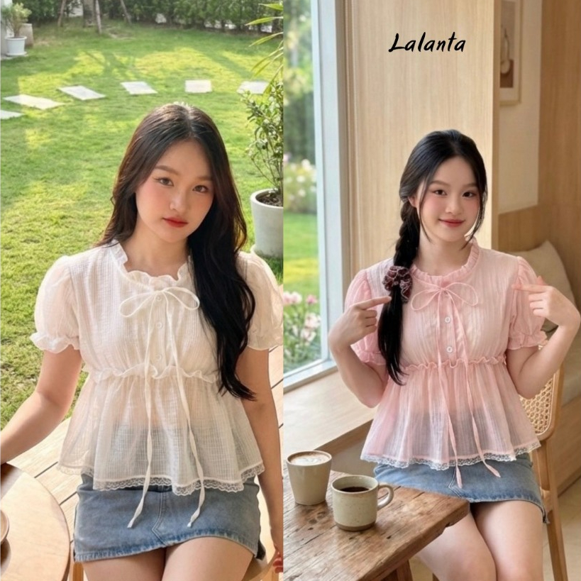 เสื้อแขนตุ๊กตา ผ้าโรซี่ #FF196