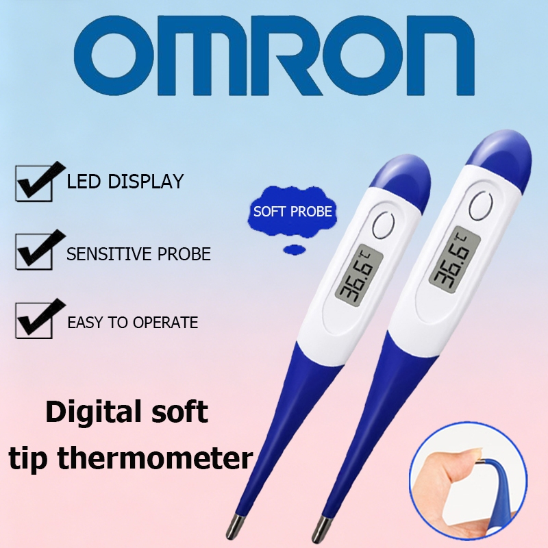 Omron Thermometer เทอร์โมมิเตอร์อิเล็กทรอนิกส์พร้อมหัววัดแบบนิ่ม เหมาะสำหรับเด็กทารก สีฟ้า