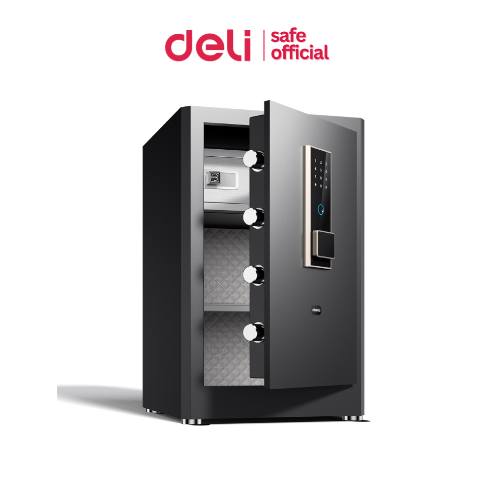 Deli ตู้เซฟนิรภัย ตู้เซฟ กันไฟ ปลดล็อคลายนิ้วมือ อิเล็กทรอนิกส์ ระบบดิจิตอล สัญญาณกันขโมย Safe Box