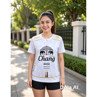 เสื้อกีฬา เสื้อบอล คอกลม แขนสั้น พิมพ์ลายช้าง ลายกราฟิก ผ้าไมโคร เนื้อผ้านิ่ม ใส่ได้ทั้งชายและหญิง 6สีให้เลือก(M-3XL)
