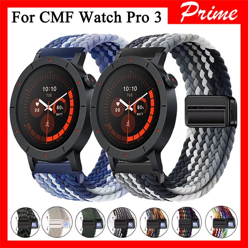สายรัดแบบลูปไนลอน 22 มม. สำหรับนาฬิกา CMF Watch Pro 3 2 1 สายรัดข้อมือแบบแม่เหล็กสำหรับนาฬิกา CMF Watch 3 Pro สายข้อมือ