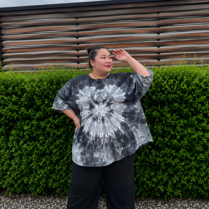 เสื้อคนอ้วน ผ้าสปัน มัดย้อมสีเย็น อก 64นิ้ว thumbnail 9