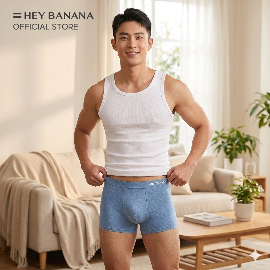 HeyBanana Men's Underwear ice silk ชุดชั้นในชายระบายอากาศได้ดีและไร้ตะเข็บ การออกแบบไร้ขอบ น้ำหนักเบาและระบาย