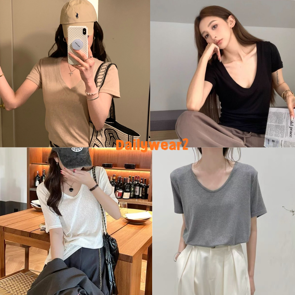 Dailywearพร้อมส่ง✨เสื้อยืดแขนสั้นเข้ารูปสำหรับผู้หญิง สไตล์ใหม่ฤดูร้อนปี 2026 เสื้อแขนยาวผ้าฝ้ายไผ่เนื้อบางสีขาวคุณภาพสู