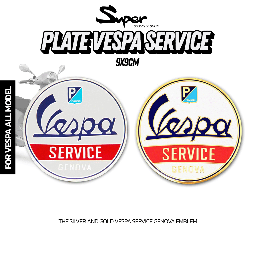 โลโก้ตกแต่งรถมอเตอร์ไซค์ VESPA PLATE VESPA SERVICE GOLD [60000G] [60000]