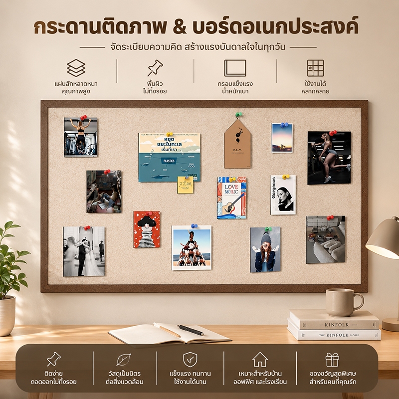 【COD】 60X80cm รู้สึกโฆษณาคณะกรรมการ DIY ไม้ก๊อกคณะกรรมการข้อความบันทึกคณะกรรมการตกแต่งผนังเฟรม