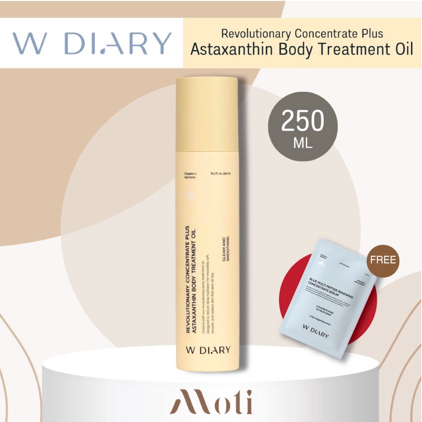 W DIARY Revolutionary Concentrate  Plus Astaxanthin Body Treatment Oil 250ml. ออยล์ฟื้นฟูผิว wdiary