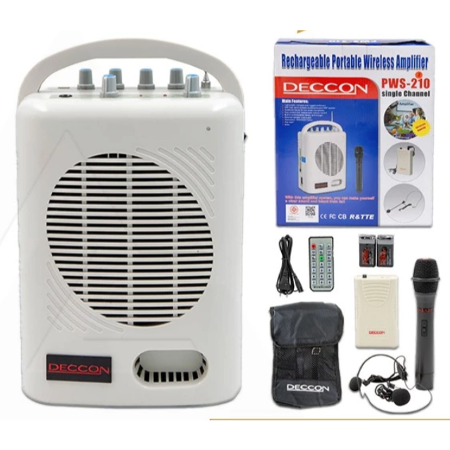 DECCON PWS-210U เครื่องเสียงพกพา ลำโพงพกพา ช่วยสอน USB / SD และเล่น MP3 / FM ได้ มี ไมโครโฟรไร้สาย PWS210U