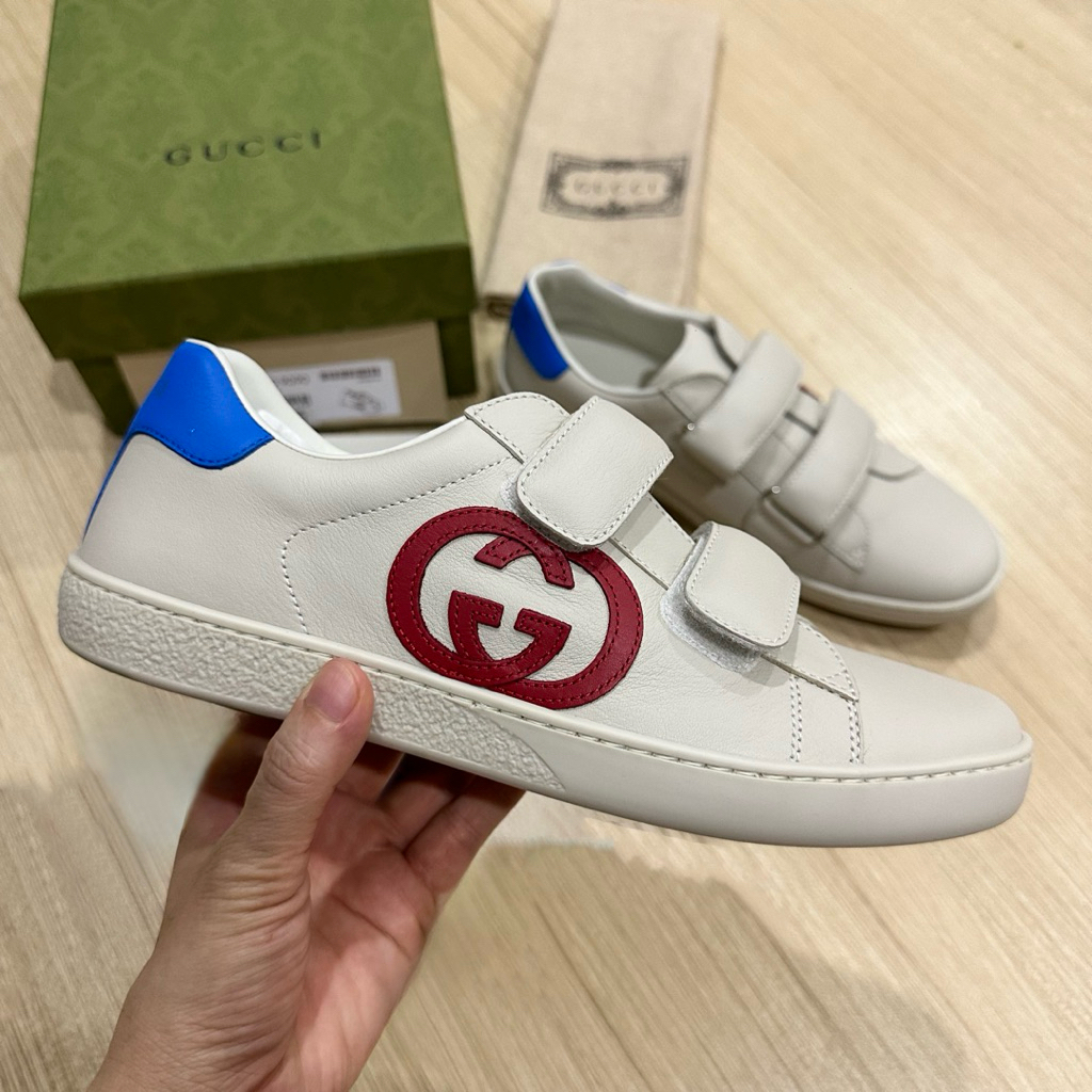 ❌❌SALE❌❌✅พร้อมส่ง ของแท้ล้าน%✅GUCCI Ace Gucci sneakers in leather with colored heel
