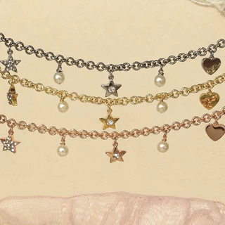 Socrush.bkk | New CRUSH LOVE bracelet | SB-089 | สร้อยข้อมือ หัวใจ ดาว มุก