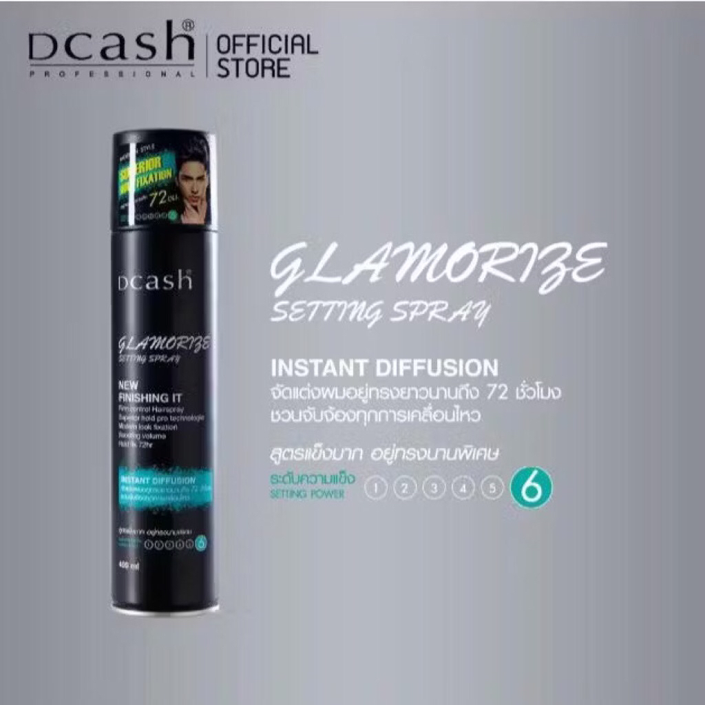 {ป๋อง}DCASH GLAMORISE ดีแคช แกลมเมอไรซ์ เซตติ้ง สเปรย์ 400 มล. สเปรย์แต่งทรงผม