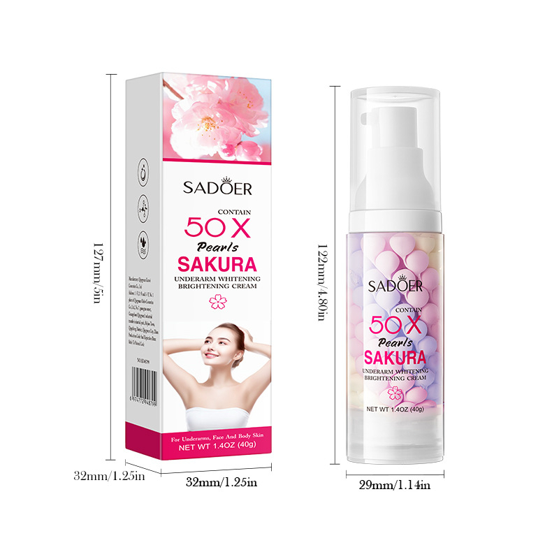 ครีมทารักแร้ SADOER 50X Pearls Sakura ผิวรักแร้ขาวกระจ่างใส ชุ่มชื้น ใช้ได้ทั้งตัว 40g