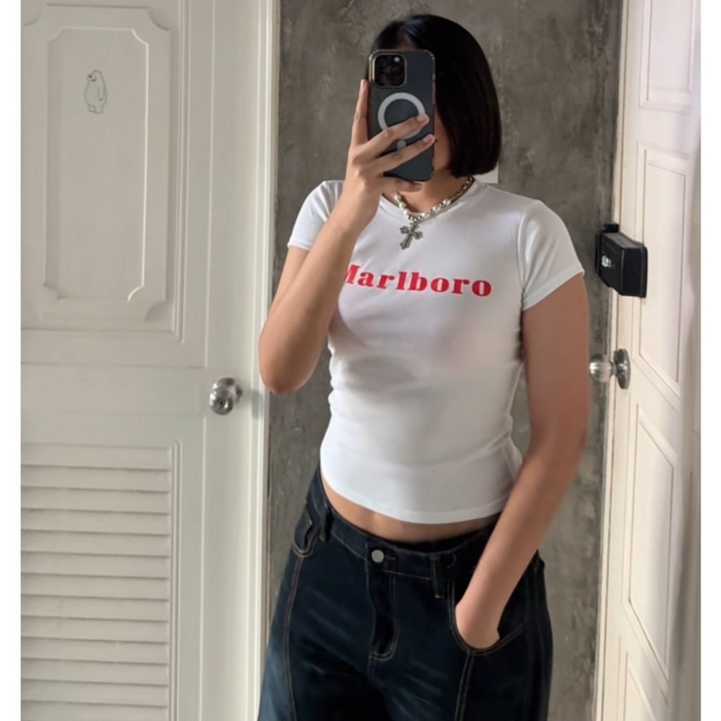 LAILABKK | เสื้อทรง BABY TEE MARLBORO