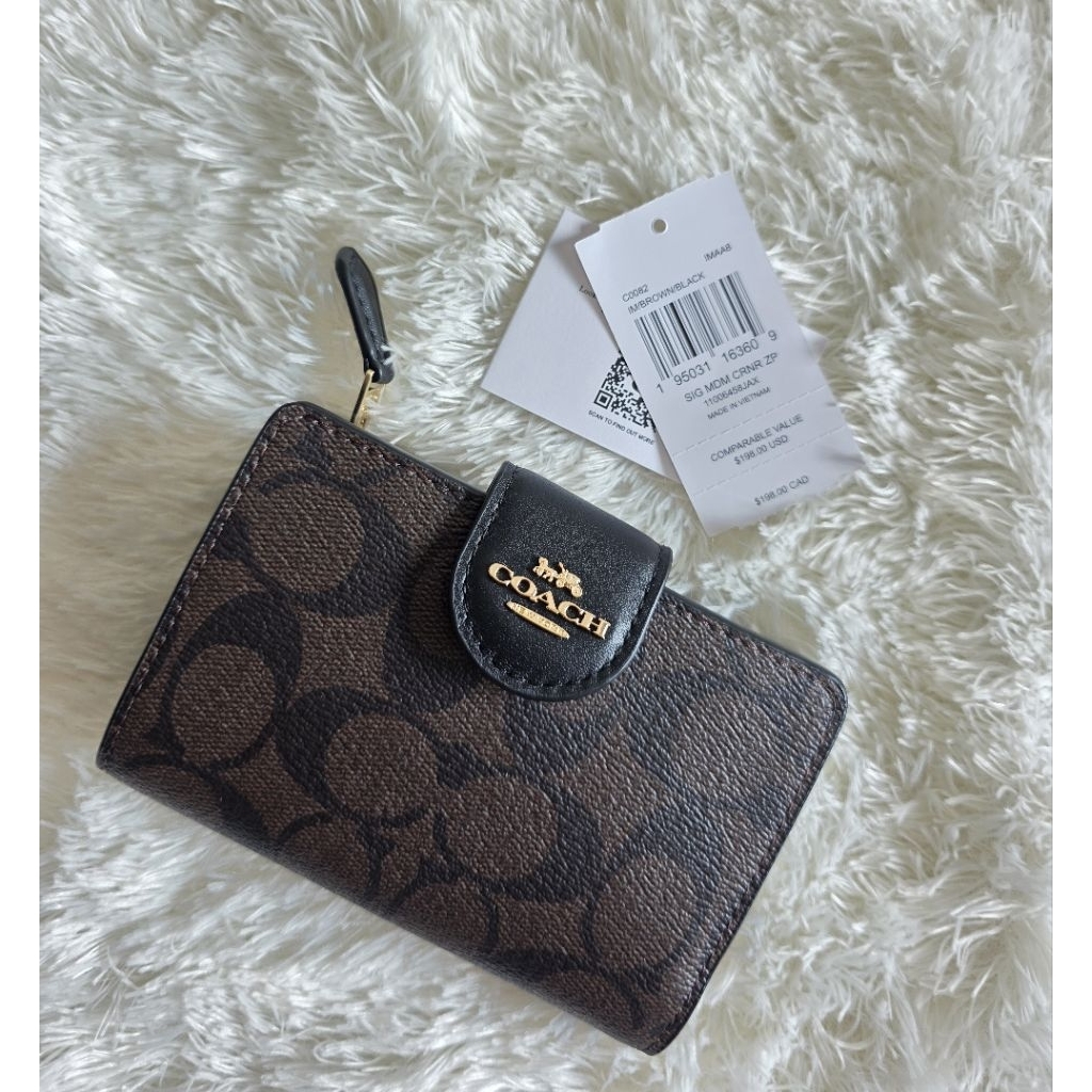 coach c0082 แท้ 💯 2 พับ ใบกลาง ขนาด 5 นิ้ว