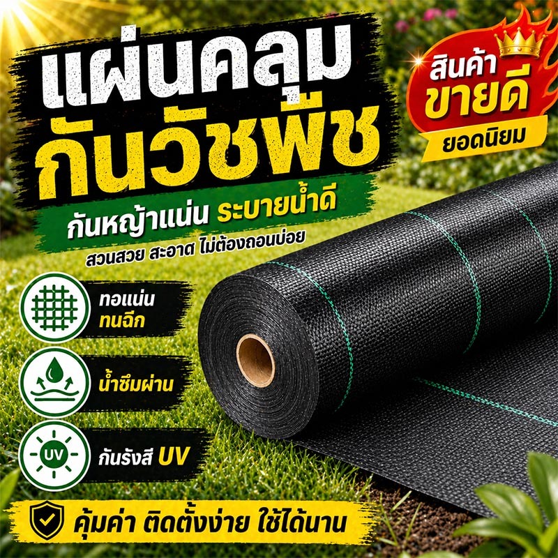 【ของแท้】อัพเกรดหนา2ชั้น ผ้าคลุมหญ้า พลาสติกคลุมดิน พลาสติกคลุมหญ้า ผ้าคลุมดิน คลุมวัชพืช ผ้ากันหญ้า