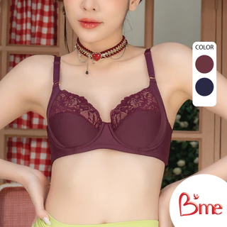 B'me เสื้อชั้นในมีโครง level 1 ฟองบาง รุ่น ME1C69 สีกรม สีม่วงแดง (ลูกไม้ลาย Polo Rose) New M.6