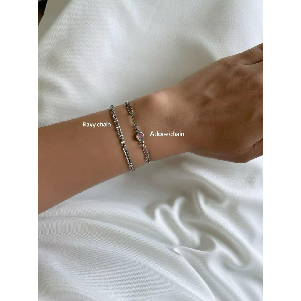 Rollingroll - Rayy chain bracelet สร้อยข้อมือสแตนเลส กันน้ำกันเหงื่อ ไม่ดำ ไม่คล้ำ