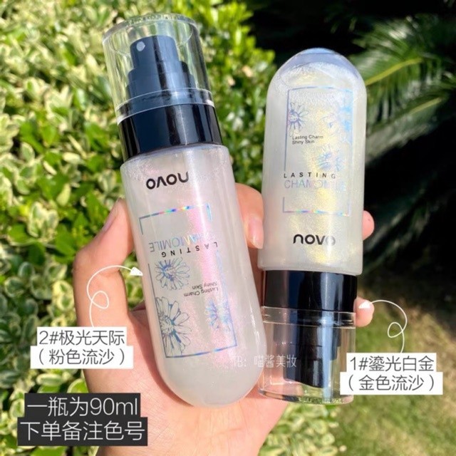 (ของแท้/พร้อมส่ง) ไฮไลท์ novo moisturizing makeup spray สเปรย์น้ำแร่ หน้าเงา ประกายชิมเมอร์ 5344