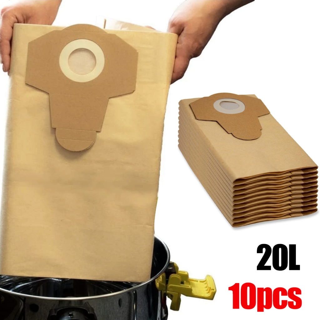 ถุงเก็บฝุ่น 20L สำหรับเครื่องดูดฝุ่นเปียกแห้ง ถุงกรองฝุ่นกระดาษ 10 ชิ้น