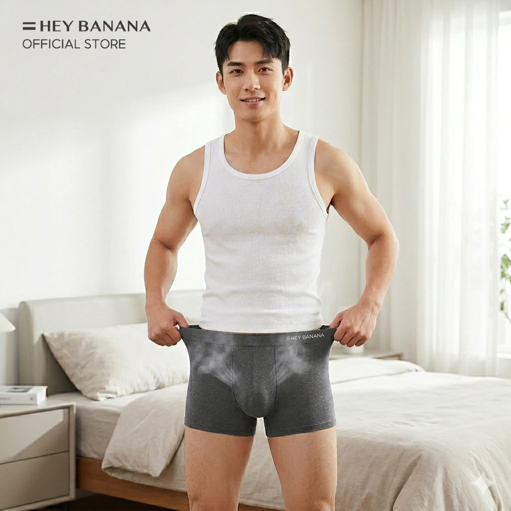 HeyBanana กางเกงในชาย บ๊อกเซอร์ชาย ice silk เย็นสบาย กีฬากลางแจ้ง พักผ่อนหย่อนใจ ฯลฯ